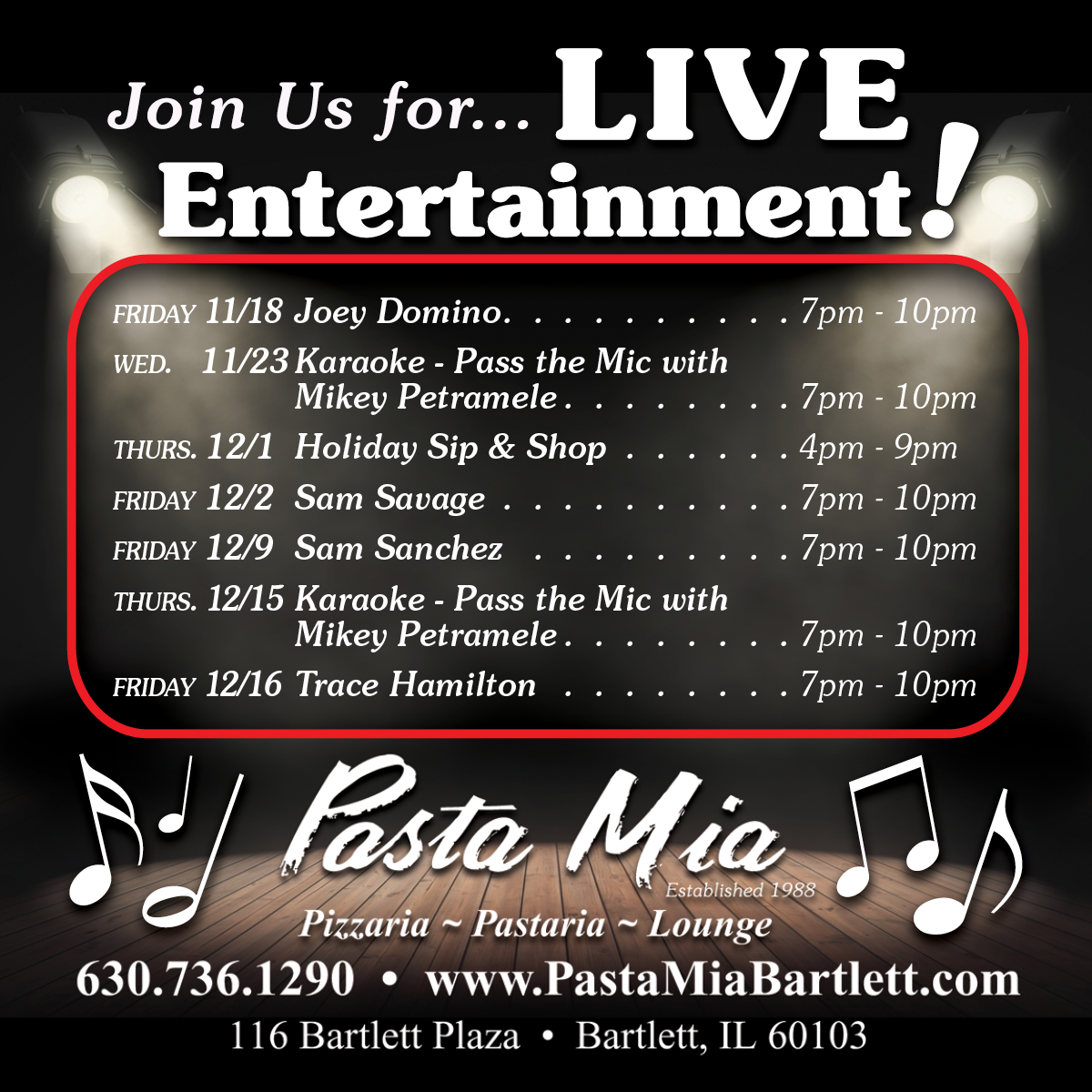 Pasta Mia Entertainment Ad 11-14-22